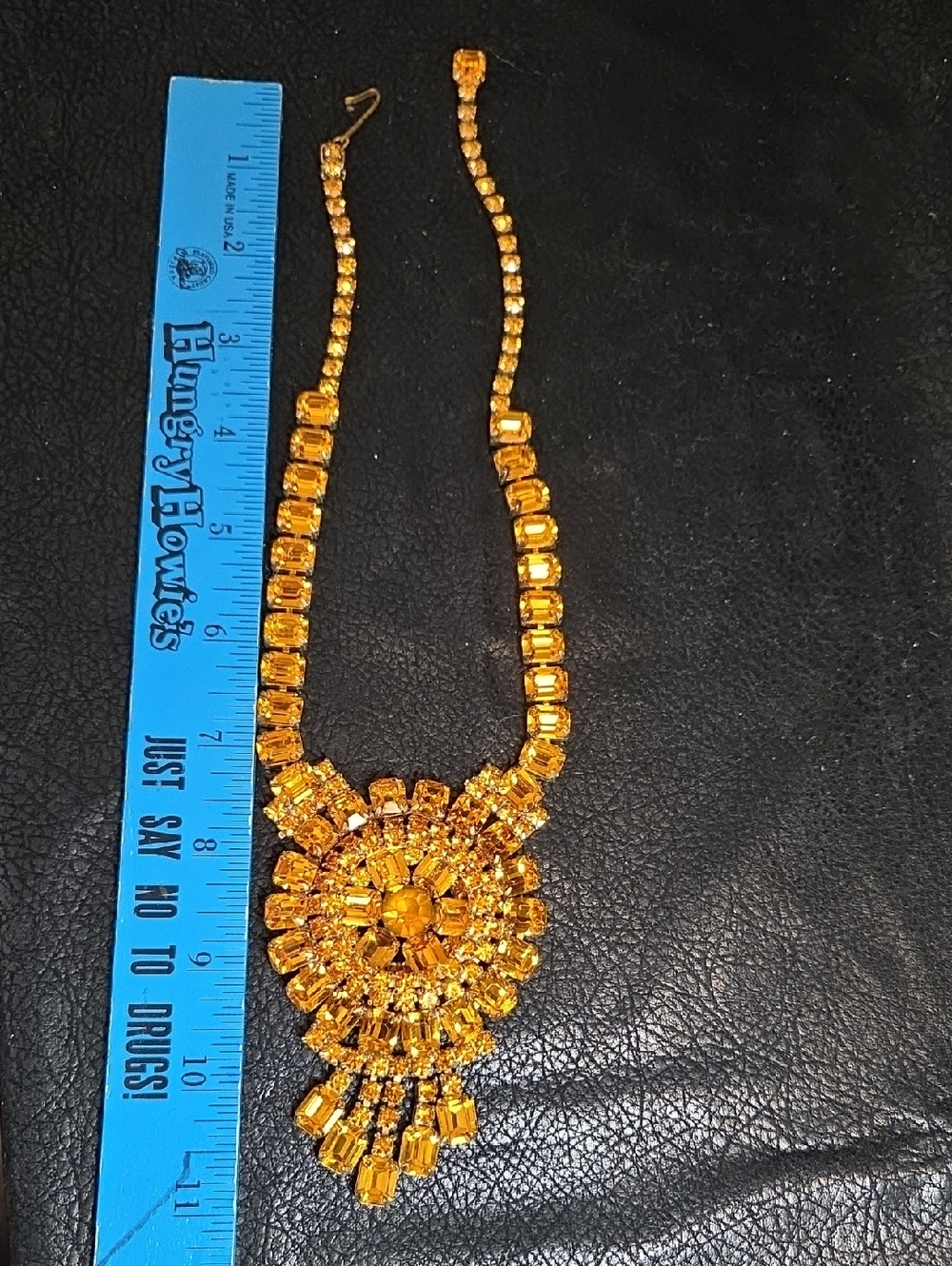 Vintage Amber Crystal Statement Necklace  Stunning Piece - - Picture 5 of 10